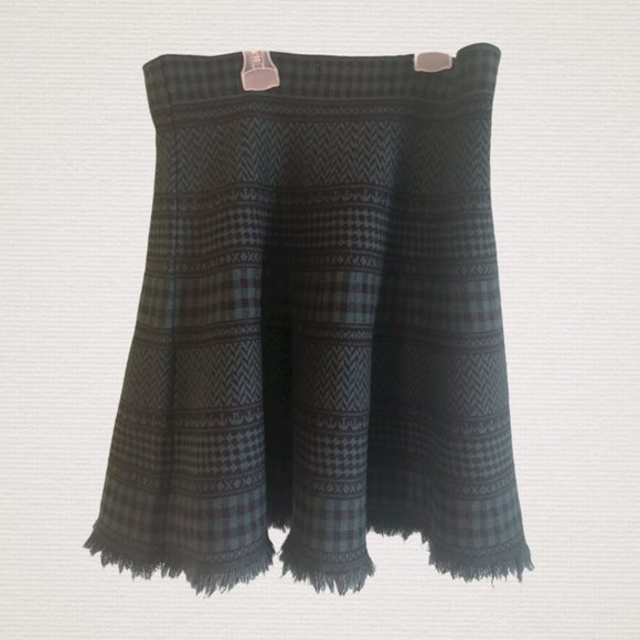 DERHY European Green and Black Mini Skirt - Picture 4 of 5